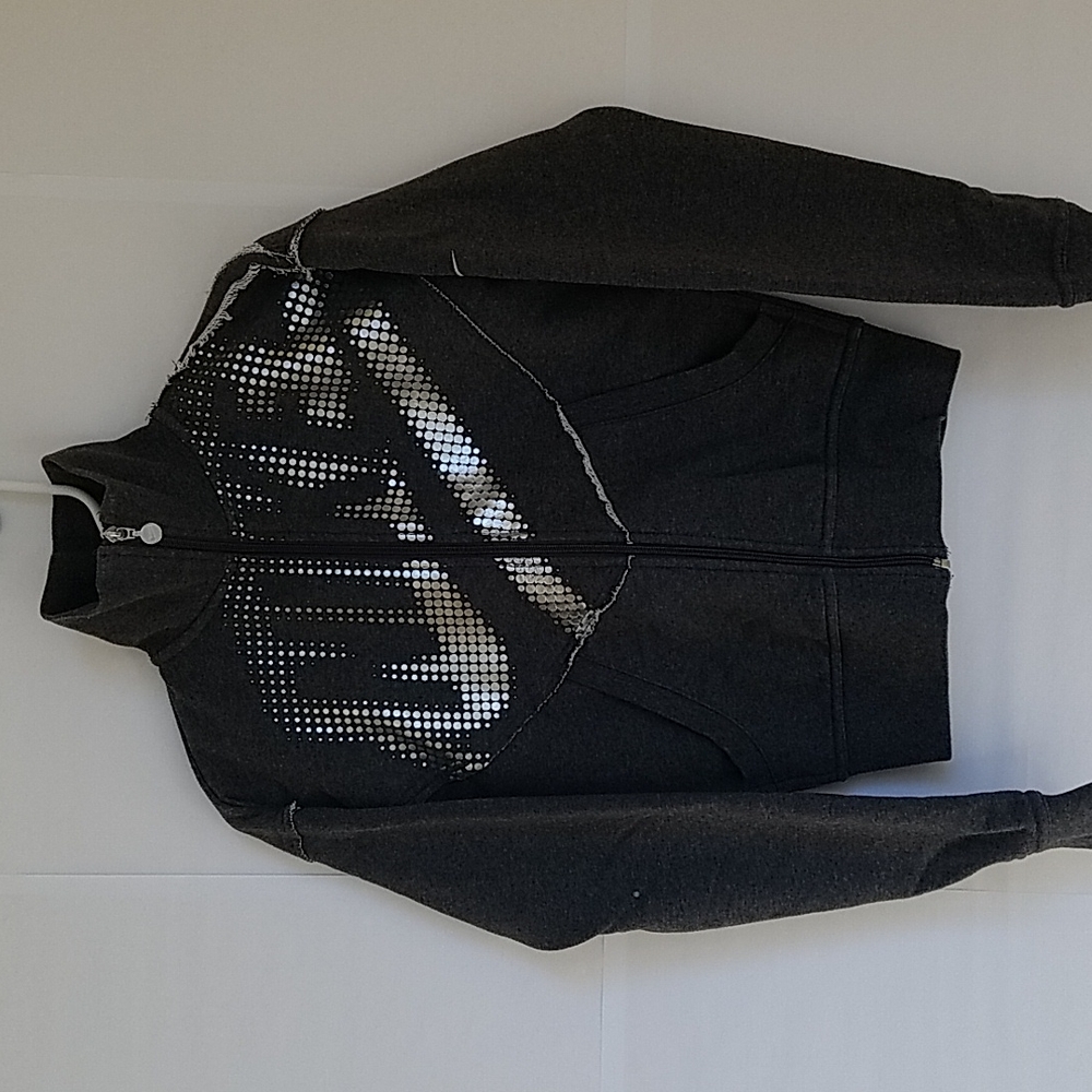 NIKE Vintage Metallic Logo, Raw Edge Detail Zip Down Sweatshirt Sz Small